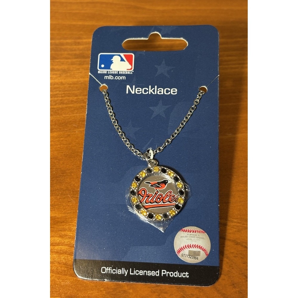 MLB Baltimore Orioles Rhinestone Pendant Necklace NOS Gift Idea Fan Wear - Picture 3 of 7